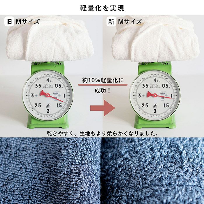 乾きやすく、生地もより柔らかくなりました