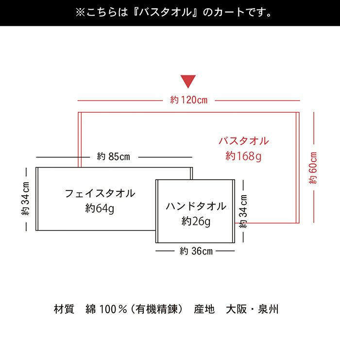 約60cm×120cmのバスタオル