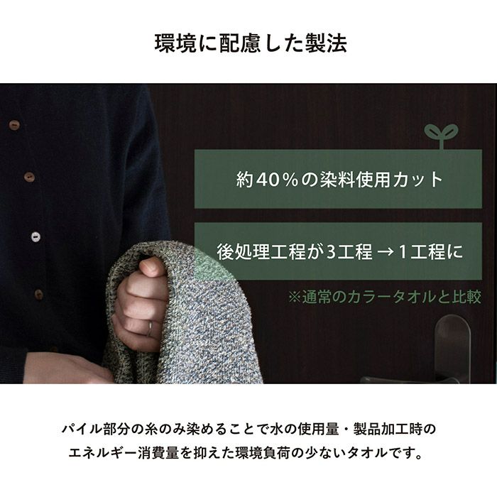 エネルギー消費量を抑えた環境負荷の少ないタオル