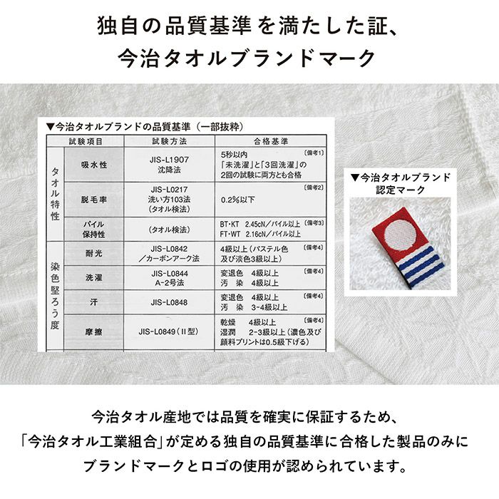 ふわふわの肌触りと吸水性に優れた今治タオル